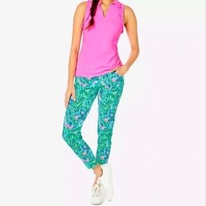 💚 Lilly Pulitzer Luxletic Corso pants, Par Fection print, size 10